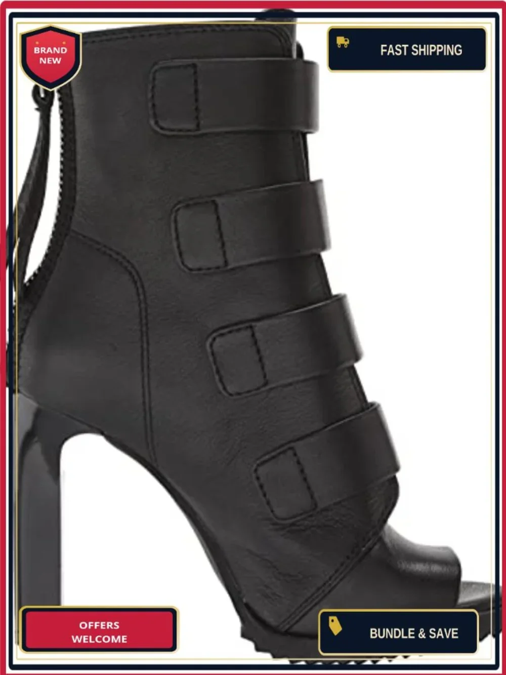 DKNY Blake Peep Toe Heeled Bootie Leather Ankle Boots Women's Zip